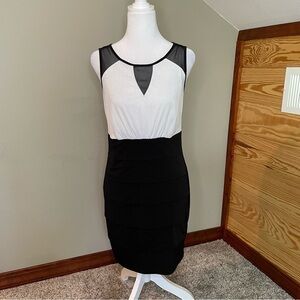 En Focus Petite Black White Sleeveless Sheer Dress 4 Petite